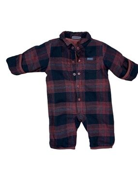 Columbia Red and Black Plaid Fleece Infant Jumpsuit